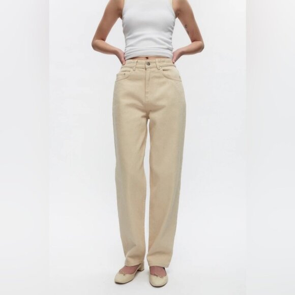 KOTN Women's Straight Leg Jeans - Cream - Picture 1 of 12